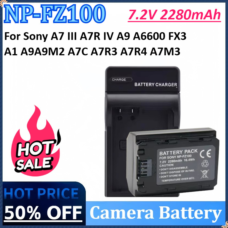 ใหม่ 7.2V 2280mAh 16.4Wh NP-FZ100 แบตเตอรี่กล้อง + เครื่องชาร์จสําหรับ Sony A7 III A7R IV A9 A6600 F
