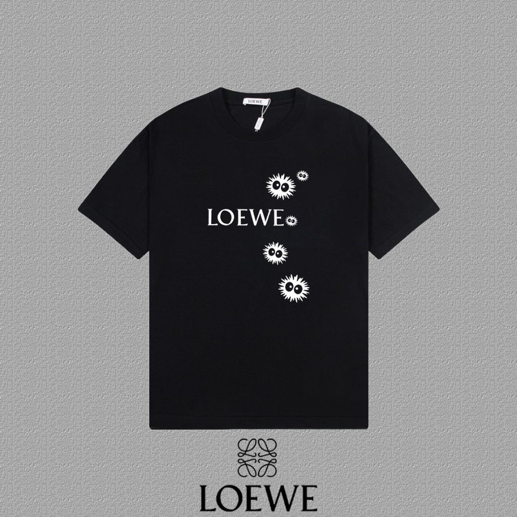 Loewe/Loewe/2026 คลาสสิกรอบคอแขนสั้นเสื้อยืดผู้ชายผู้หญิงสไตล์ใหม่ 2 เส้น Basic Bottoming เสื้อหนา I