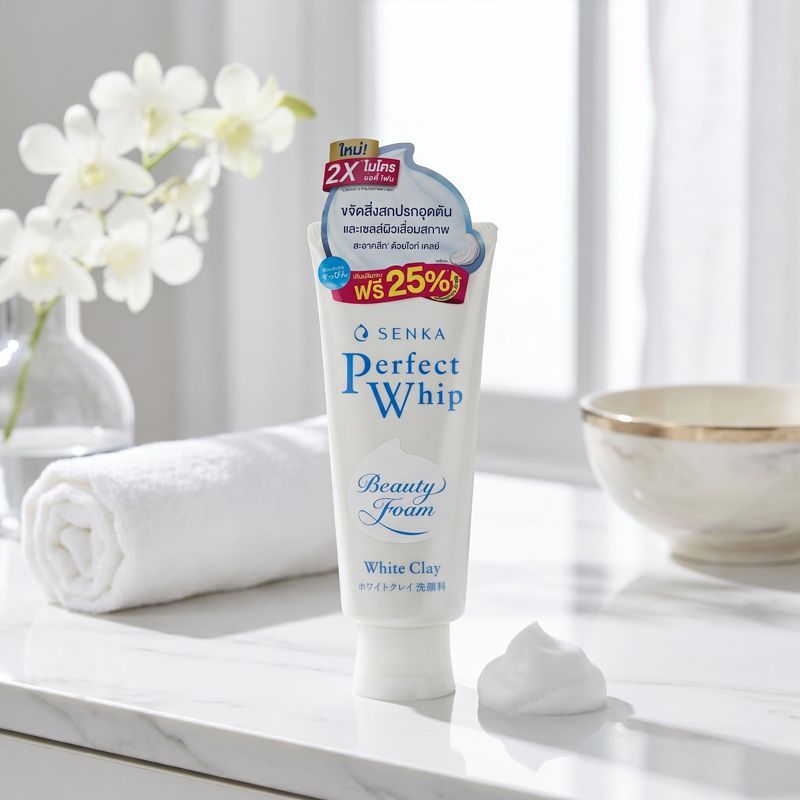 เซนกะเพอร์เฟ็ควิปไวท์เคลย์ 150กรัม Senka Perfect Whip White Clay 150g.