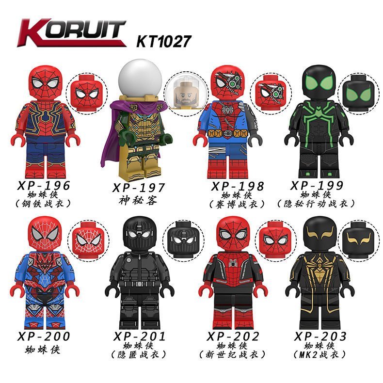 Kerui บล็อกตัวต่อ KT1027 Superhero Spider-Man Mystery Guest XP196-203 ประกอบตุ๊กตาของเล่น Bagged สิน
