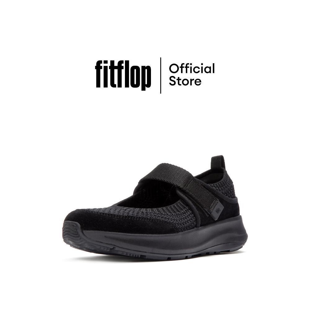 FITFLOP F-MODE FLOW KNIT/SUEDE MJ รองเท้าผ้าใบผู้หญิง รุ่น A0Z-090 สี BLACK