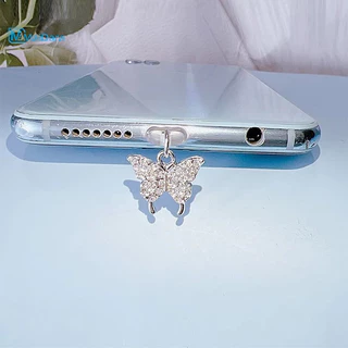 จี้ป้องกันฝุ่น ปลั๊กกันฝุ่นโทรศัพท์ โลหะผสม Rhinestone น่ารัก จี้โทรศัพท์รูปแมว ช่องเสียบหูฟัง ช่องเสียบชาร์จ