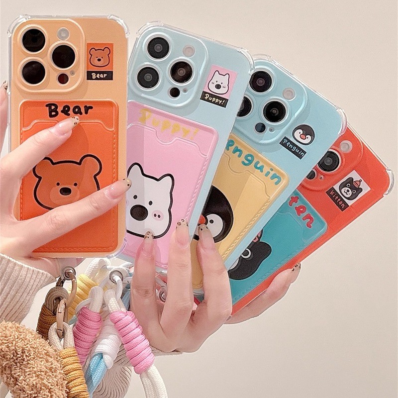 สําหรับ IPhone 17 16 15 14 Plus 13 12 11 Pro Max X XR XS Max 7 8 Plus Western Highlands Penguin Bear สามารถใส่การ์ดเคสโทรศัพท์ soft cover