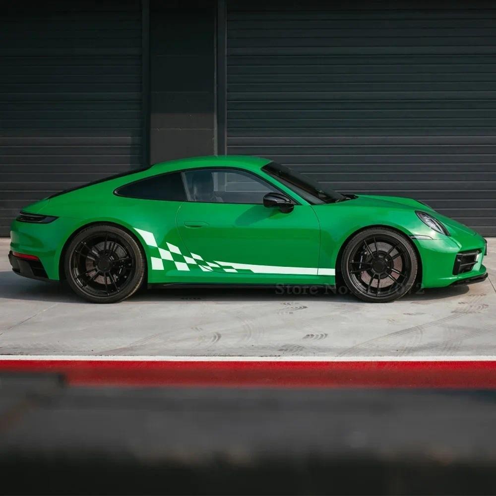 2 ชิ้นรถประตูด้านข้างลายสติกเกอร์รูปลอกอุปกรณ์ DIY สําหรับ Porsche 911 991 991 992 GT3 RS Turbo Carr