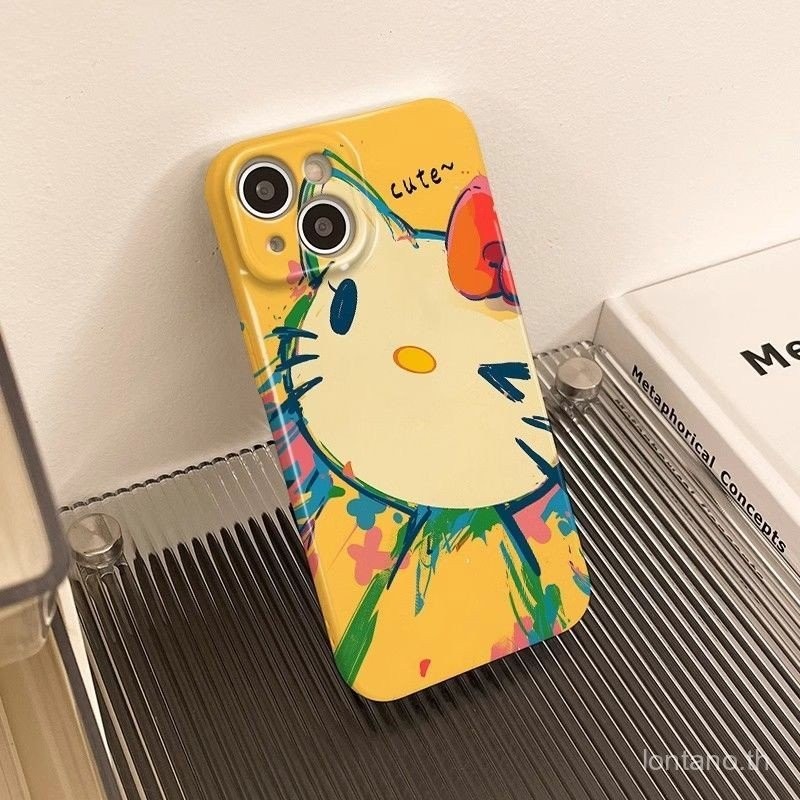 การ์ตูนการ์ตูนแมวสีสันสดใสเคสโทรศัพท์ใช้งานร่วมกับ iPhone 17PROMAX 17PRO รวมทุกอย่าง 16 11 15 14 13 