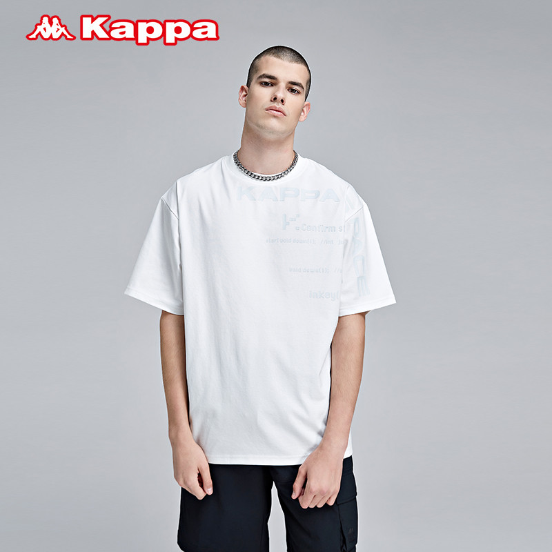 K K Kappa Kappa ช่องแขนสั้นผู้ชายกีฬาเสื้อยืดลําลองรอบคอพิมพ์ครึ่งแขน K0B32TD72