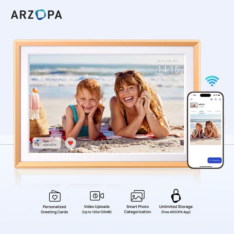 กรอบรูปดิจิตอล ARZOPA กับจอส toughscreen หมุนอัตโนมัติ พร้อมพื้นที่เก็บภาพไม่จำกัด สําหรับเป็นของขวั