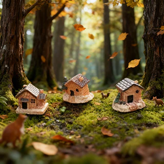 3ชิ้นมินิบ้านวิลล่าภูมิทัศน์ไมโครลานสวนบ้านบอนไซเครื่องประดับสร้างสรรค์ในร่มและกลางแจ้งลานสวนสนามหญ้าตกแต่ง