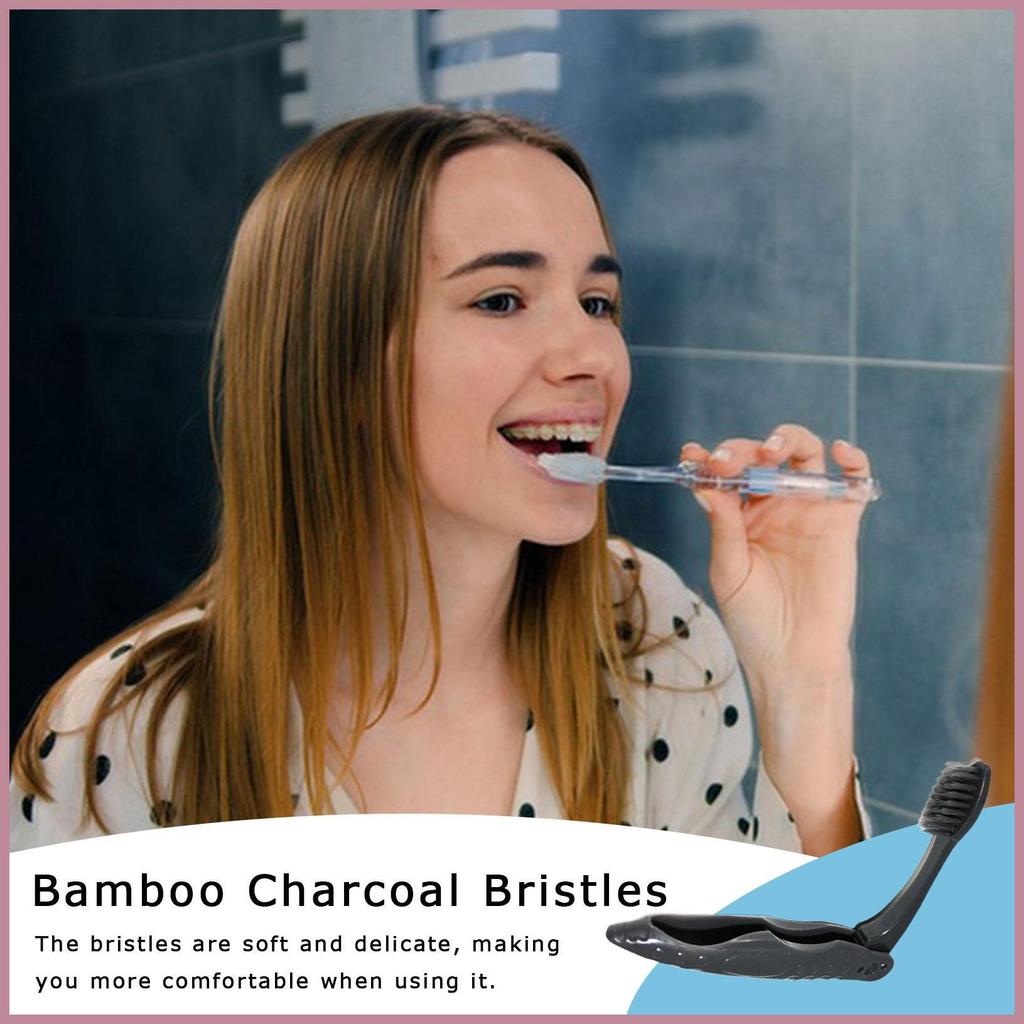 แปรงสีฟันพับได้ Travel Soft Bristled Travelแปรงสีฟันขนาดเดินทางสําหรับเดินป่าตั้งแคมป์เดินทางOwsth