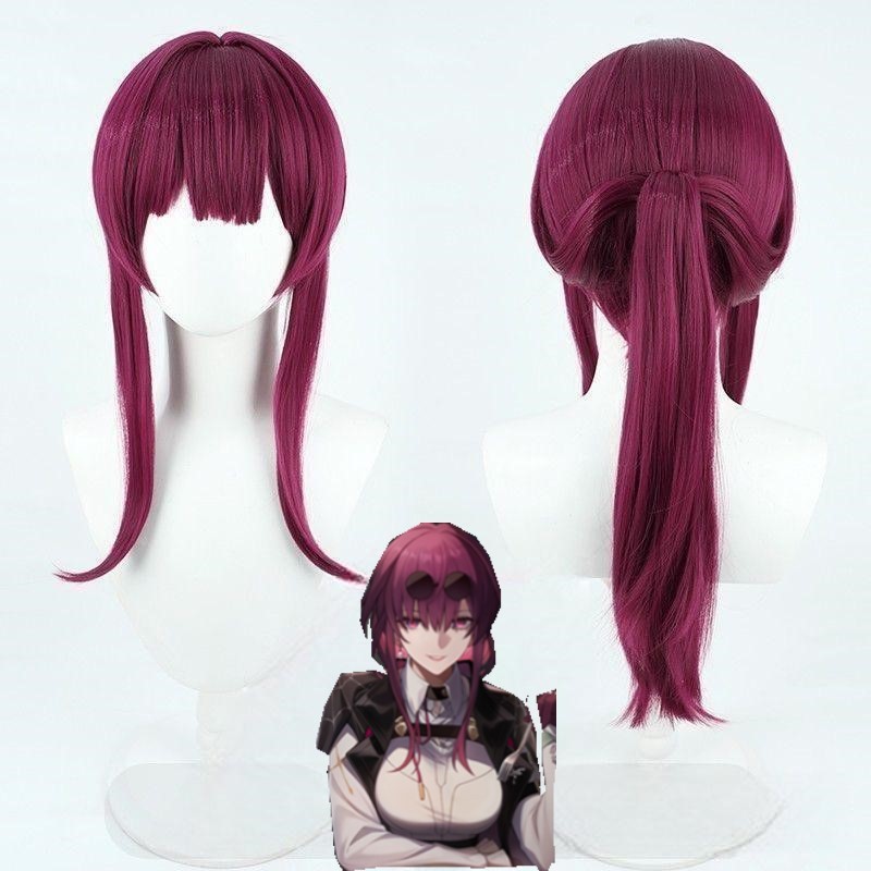 [ทองชวน] วิกผม Burgundy ทรงหางม้า สไตล์.kafka cosplay