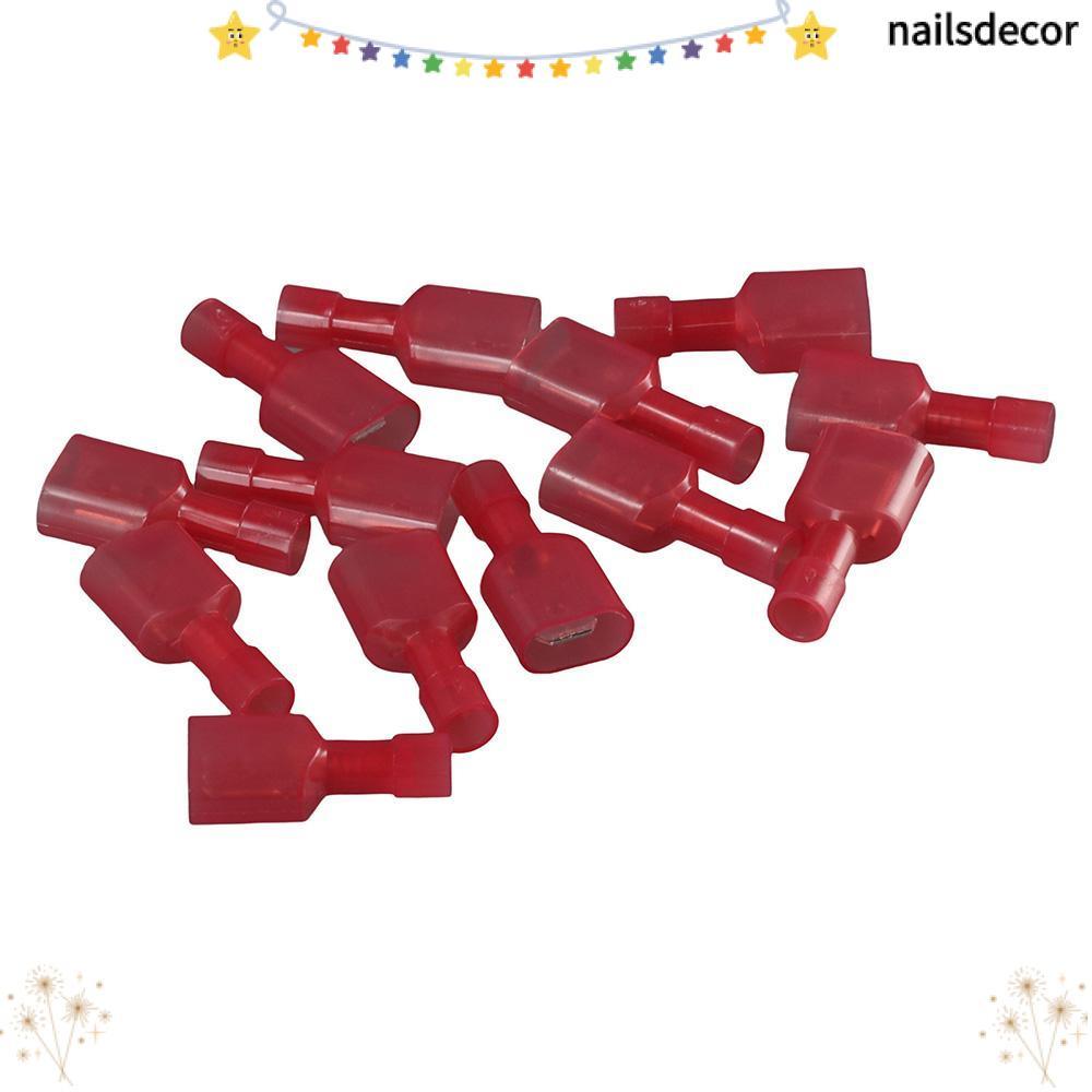 NAILSDECOR 100PCS Wire Quick Disconnect, ไนลอนฉนวน MDFN1.25-250 Spade Wire Connector, สีแดง 22-16 AW