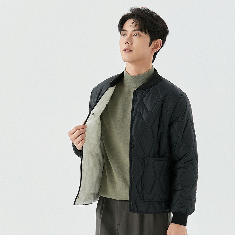 KYUSHUAD เสื้อแจ็คเก็ตผู้ชาย ออกแบบสไตล์เบสบอล หนามากและอบอุ่นในฤดูหนาว