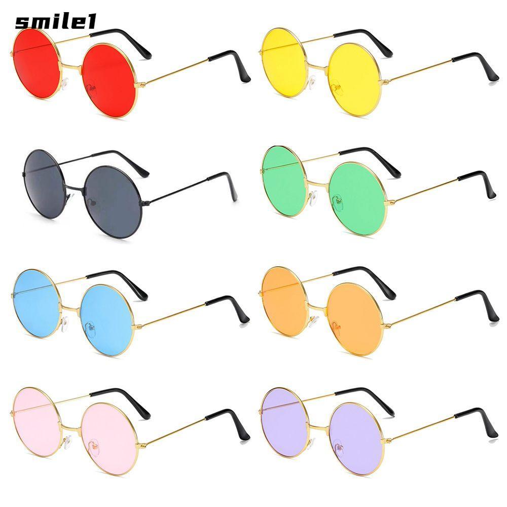 SMILE แว่นกันแดดทรงกลม Disco Retro Hippie Circle Glasses