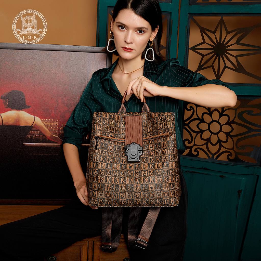 ฝรั่งเศส LMK กระเป๋าเป้สะพายหลังแบรนด์ใหญ่ผู้หญิง 2023 สไตล์ใหม่ All-Match Anti-Theft ความจุขนาดใหญ่