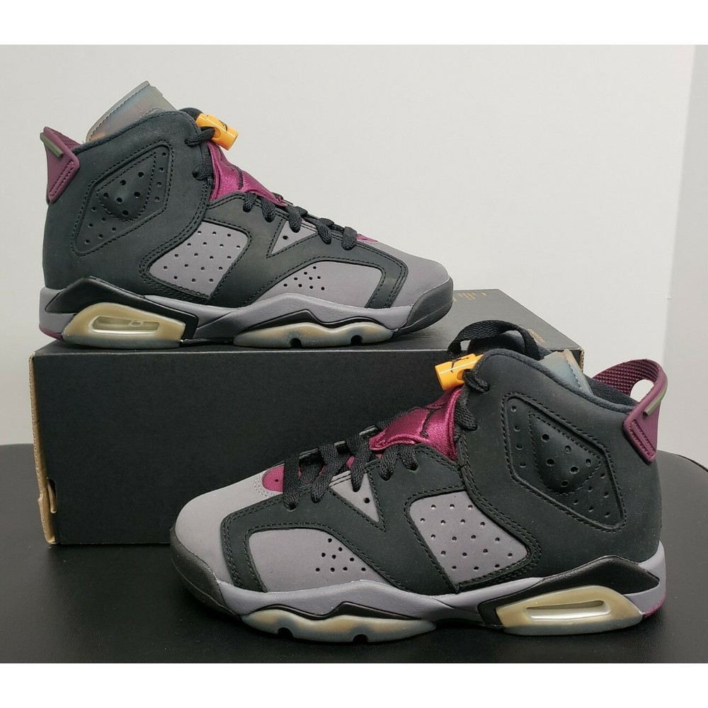 AIR JORDAN 6 RETRO GS สีดํา BORDEAUX 384665-063 SIZE 3.5Y WMNS 5 NEW NO LID