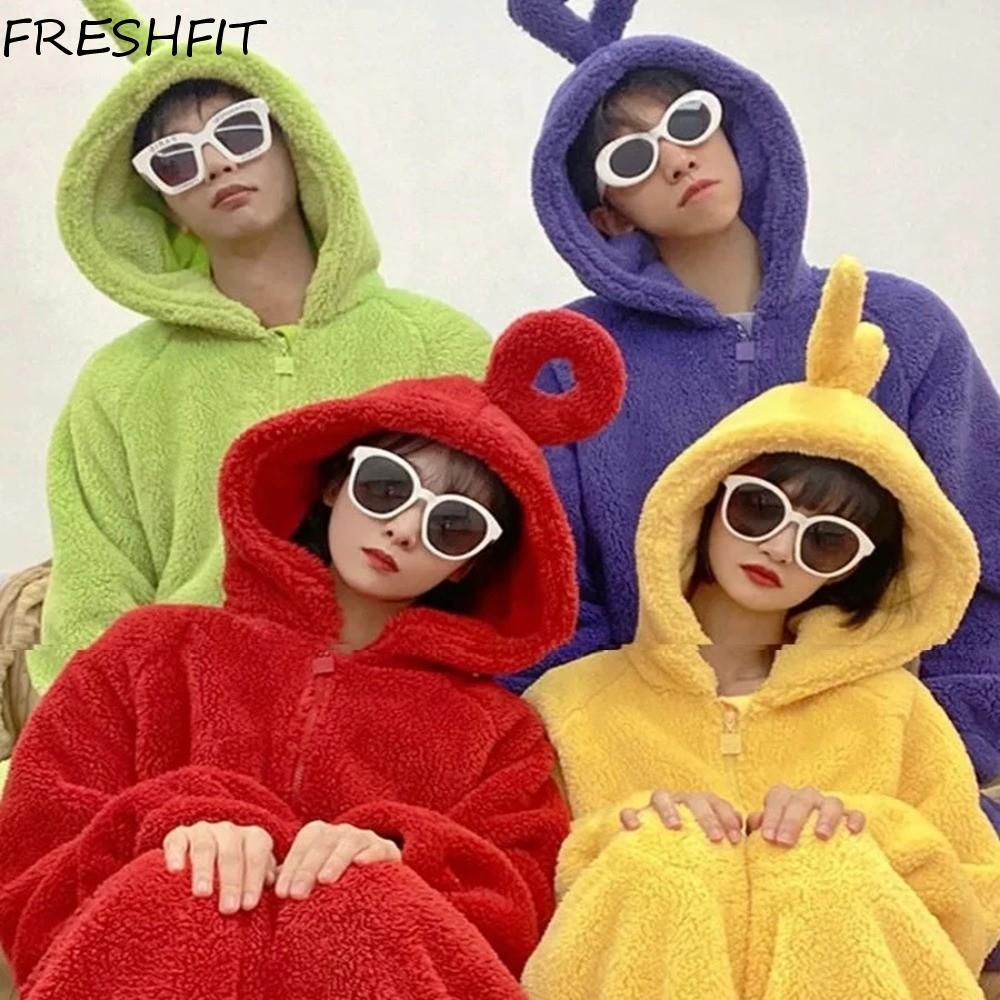 ชุดคอสเพลย์ Teletubbies Tinky Winky และ Laa-Laa ชุด hoodie ขนแกะ สไตล์น่ารักและอบอุ่น