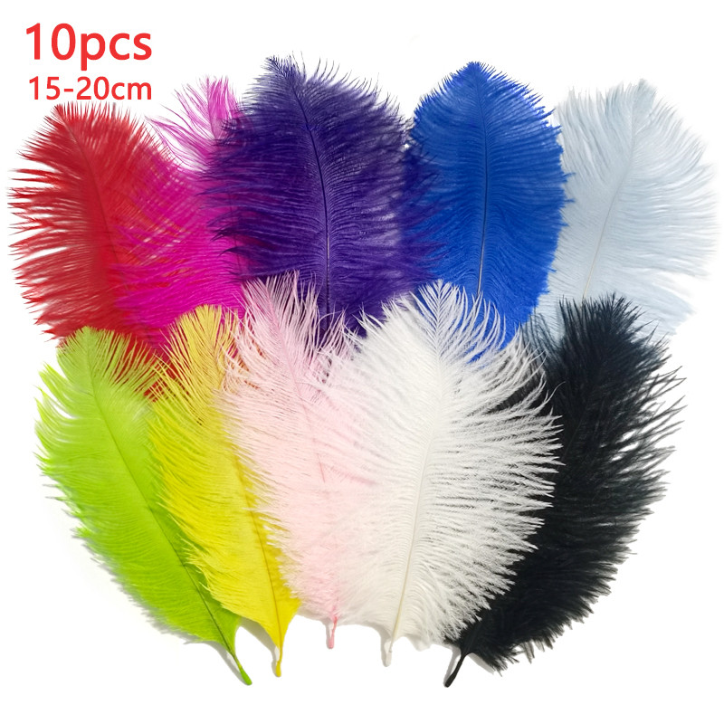 ขนนกนกกระจอกเทศ 10 ชิ้น ขนาด 15-20 ซม. สีฟ้า สีดํา สีขาว และสีชมพู สําหรับงานเย็บปักถักร้อยและงานฝีมือ