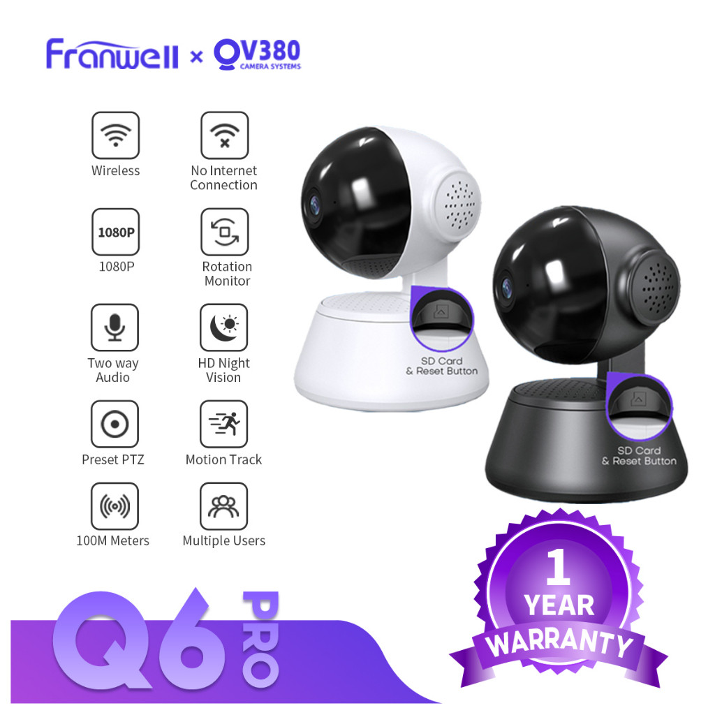V380 Q6 Pro กล้องวงจรปิด Wi-Fi 1080p การเฝ้าระวังความปลอดภัยภายในบ้านอัจฉริยะ