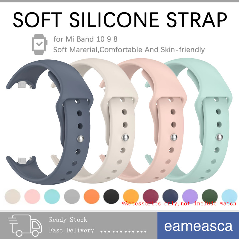 สายรัดซิลิโคนอ่อน for Xiaomi Mi Band 10 9 8 NFC สายยาง มีให้เลือกหลายสี สายรัดข้อมือกีฬา เข็มข้อมือเปลี่ยน for Miband 10