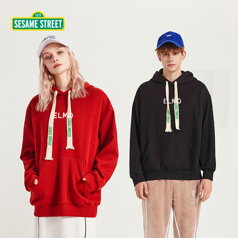 Sesame Street/Sesame Street Hooded Sweatshirt American High Street Street Wear เสื้อแจ็คเก็ตพิมพ์ลาย
