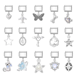 แมวเครื่องบินจี้อิตาลีเสน่ห์สร้อยข้อมือพอดี9มิลลิเมตรสร้อยข้อมือสแตนเลส ทําเอง เครื่องประดับทําอุปกรณ์ย้อนยุคบุคลิกภาพโมดูลสร้อยข้อมืออุป