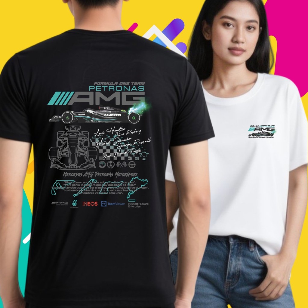 เสื้อยืด AMG Petronas คอกลมแขนสั้น สำหรับท่านชายและหญิง ขนาด S-5XL ทำจากฝ้ายบริสุทธิ์ 100%