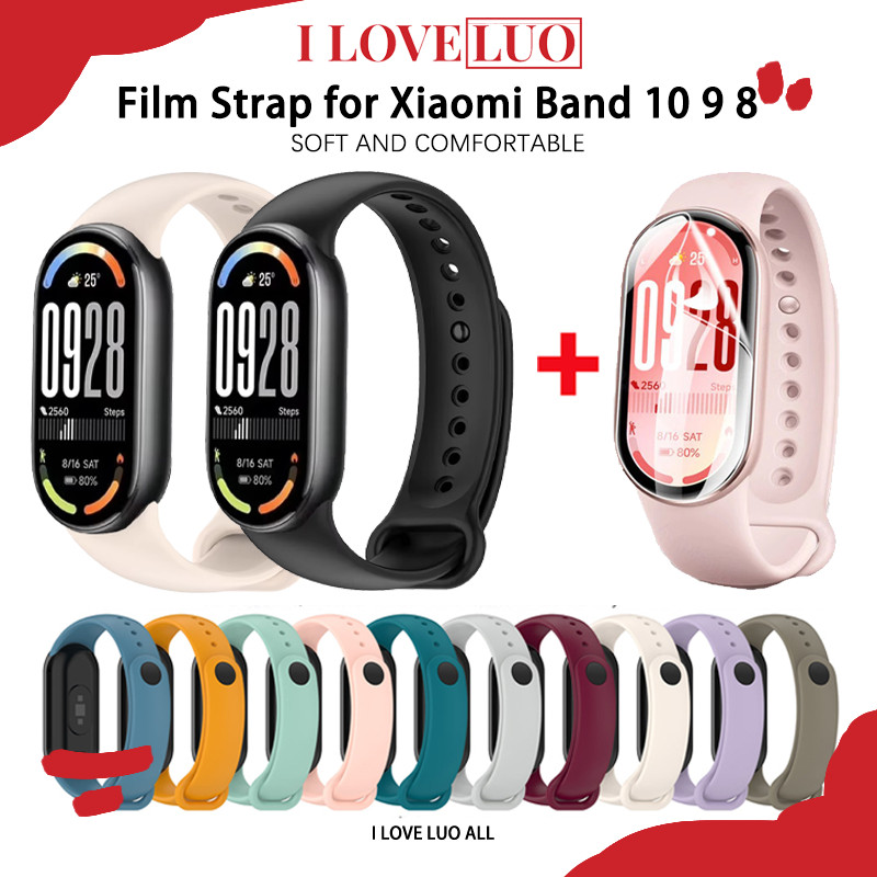 ฟิล์มสายรัดซิลิโคนยางนุ่ม for Xiaomi Smart Band 10 9 8 HD ไฮโดรเจลป้องกันหน้าจอวงฟิล์ม for Mi Band 10 9 8