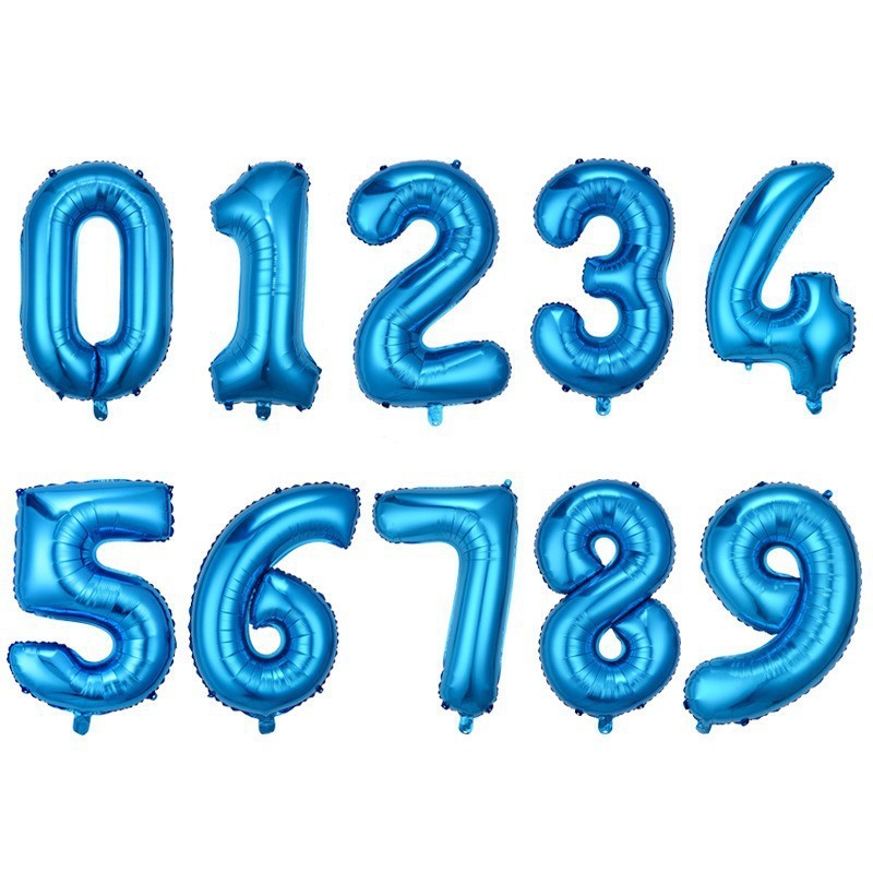 16ใน สีฟ้าจํานวน0-9ลูกโป่งฟอยล์สําหรับเด็กทารกงานแต่งงานงานเลี้ยงวันเกิดอุปกรณ์ตกแต่ง