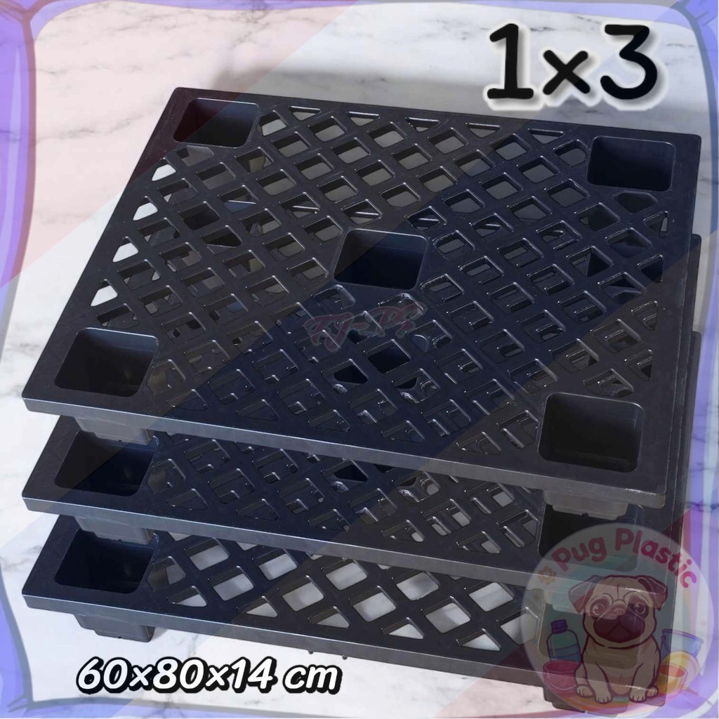 🚚ส่งจากไทย (1x3) พาเลทพลาสติก รับน้ำหนักได้ถึง 100 KG ขนาด 60*80*14 cm พาเลท แพ็ค3ชิ้น