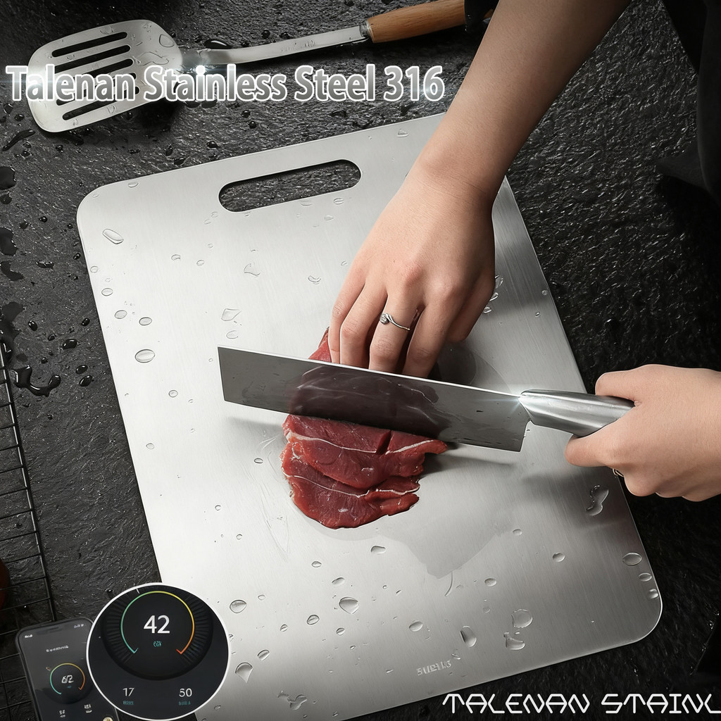 เขียงสแตนเลส 316 เขียงป้องกันสนิมและป้องกันแบคทีเรีย 2 ด้านสําหรับห้องครัว