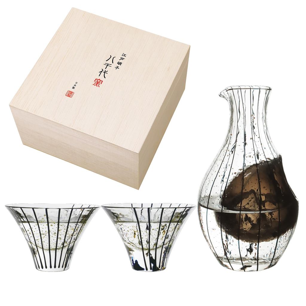 Toyosasaki Glass Sake Set Edo Glass Yachiyo Kiln Chilled Sake Set Made in Japan Sake Cups Sake Glass