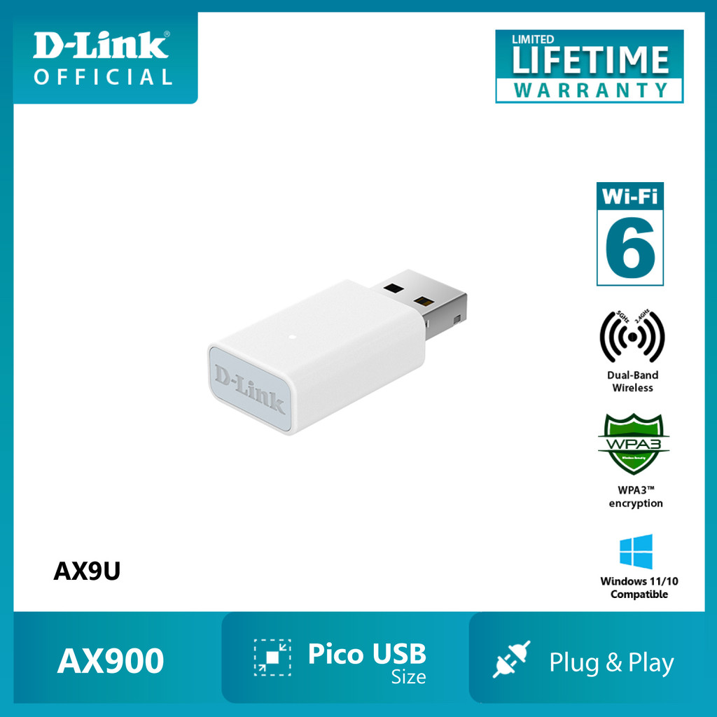 D-Link AX9U Wireless USB Adapter Dual Band Wi-Fi 6 AX900