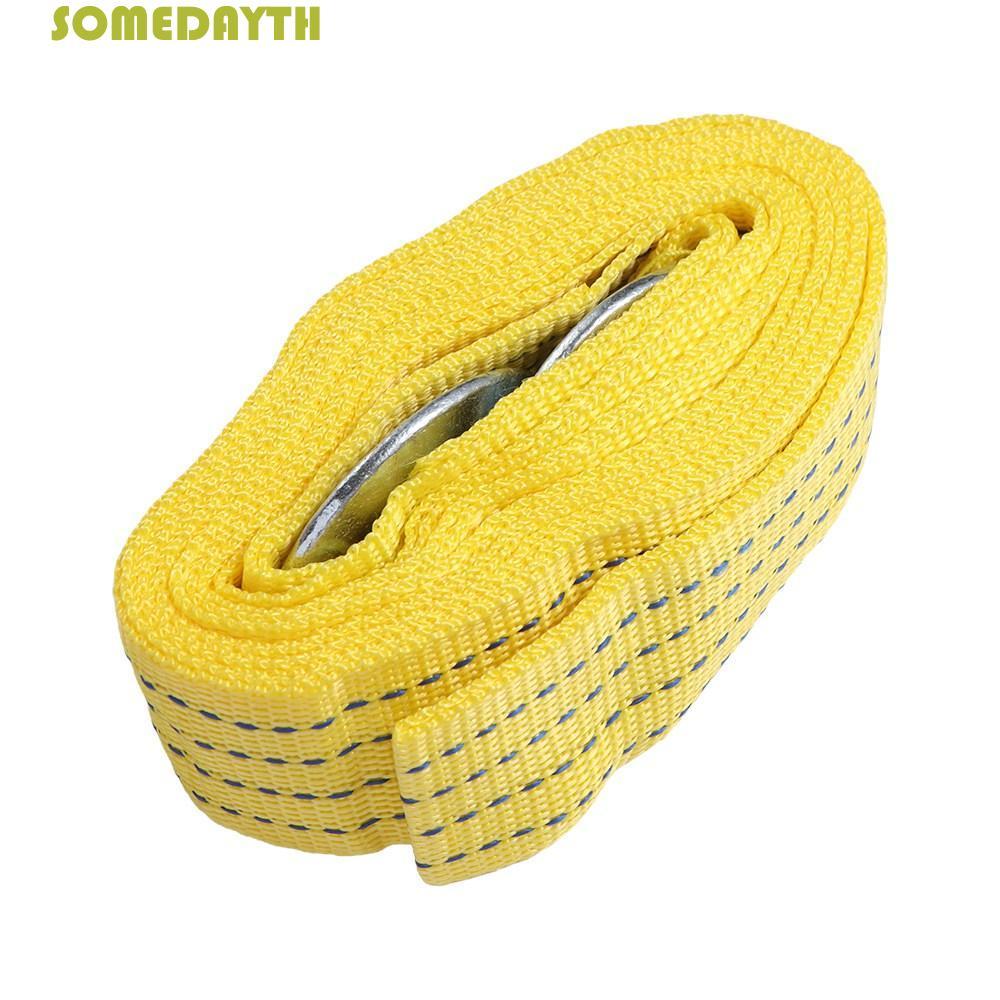 SOMEDAY รถพ่วงสาย, 3 ตัน 5 ตัน Heavy Duty Trailer เชือก,ฉุกเฉินกู้ภัยชุดไนลอนพร้อมตะขอ 3M 4M ฉุกเฉิน