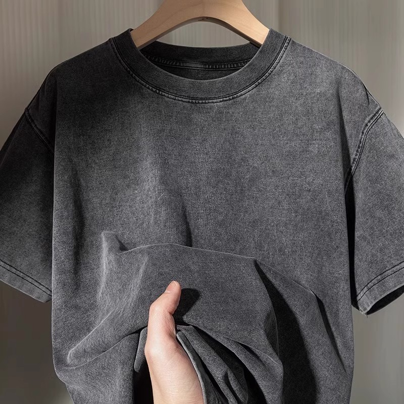 Y-T🧸 เสื้อยืดฟอก เสื้อวินเทจ เสื้อดำ oversize ผ้าฝ้าย100% ไม่ยืดไม่ย้วย ผ้านุ่มใส่สบายใส่ง่าย