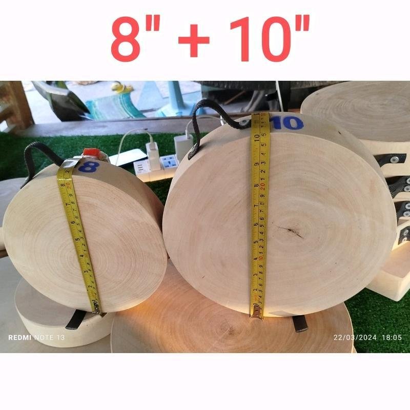 โปรแพ็คคู่ 10+8 นิ้ว เขียงไม้มะขามแท้   เขียงไม้ ecowin สินค้าแช่น้ำเกลือให้เรียบร้อยพร้อมใช้งาน