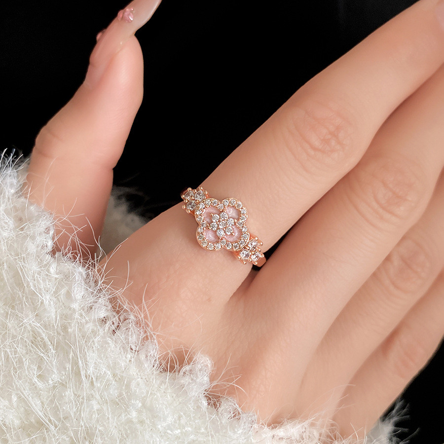 [จูวบิวตี้]แหวนกลีบหยดน้ํามันสีชมพู ดีไซน์แฟชั่นหรูหรา เครื่องประดับสำหรับผู้หญิง