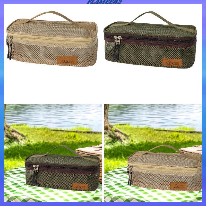 [Flameer2] Camping Utensils Storage Organizer Tote สําหรับเครื่องครัวกระเป๋าแบบพกพาสําหรับการใช้งานก