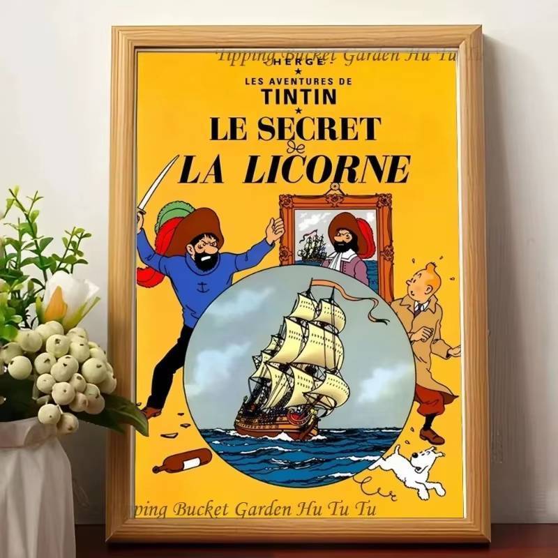 Tintin's Adventure Classic Comic Cartoon Poster No Frame Canvas Wall Art Painting Nordic Children's 