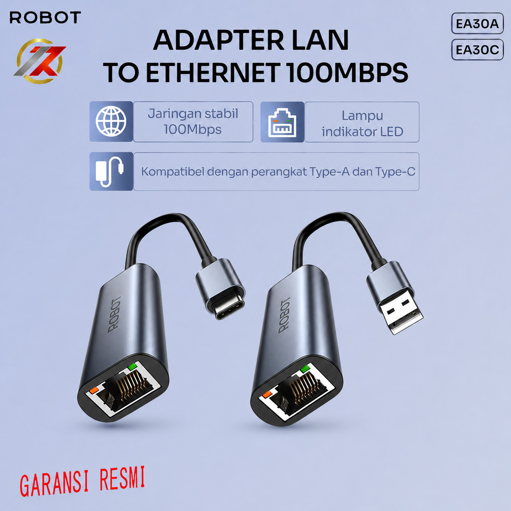 ROBOT EA30 LAN Adapter RJ45 USB-A & USB-C to Ethernet 100Mbps | อะแดปเตอร์ LAN RJ45 USB-A & USB-C to