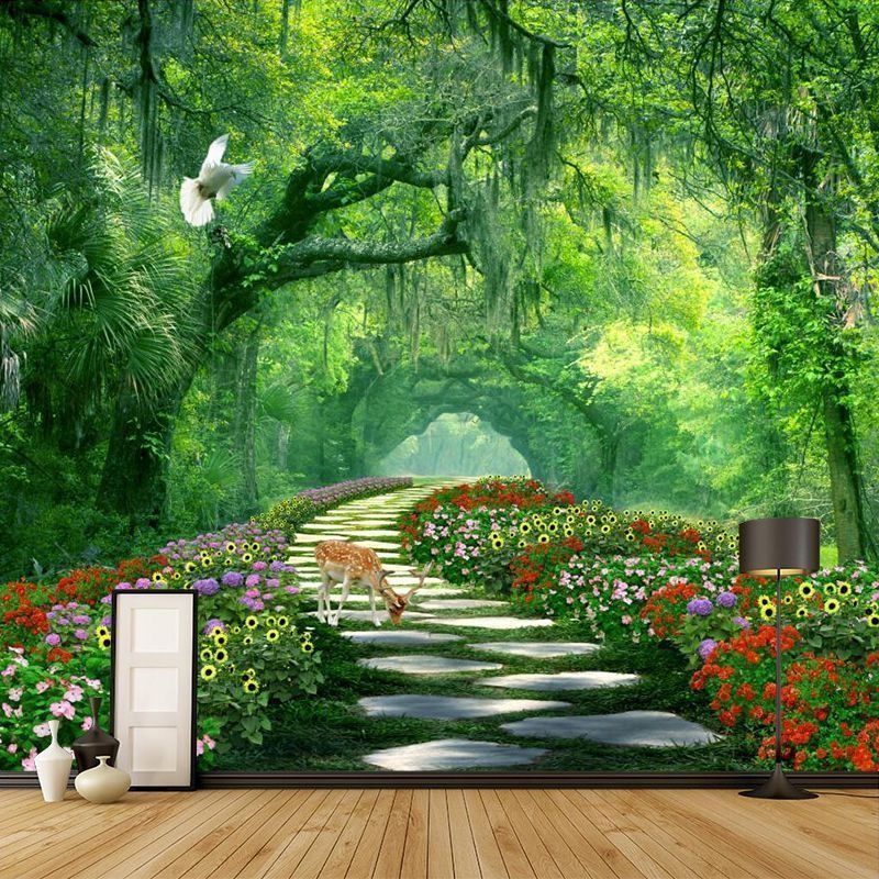 Bestselling 2026 Live-streaming Room Mural with Natural Green Bamboo Scenery for Background Wall