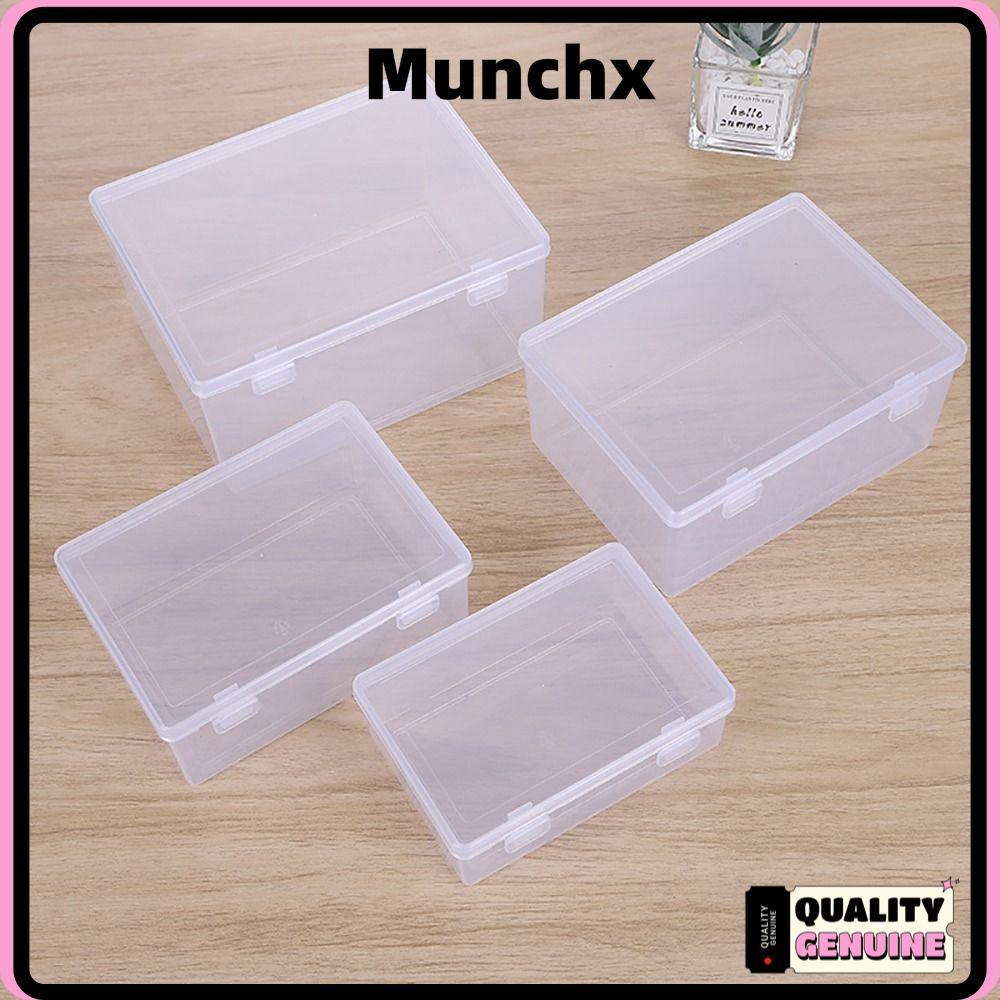 MUNCHX 1 ชิ้นกล่องเก็บ,สี่เหลี่ยมผืนผ้าหนาพลิกกล่อง,ขนาดเล็กขนาดกลางขนาดใหญ่แบบพกพาพลาสติกใสสําหรับ Pill เครื่องประดับต่างหูเครื่องสําอาง