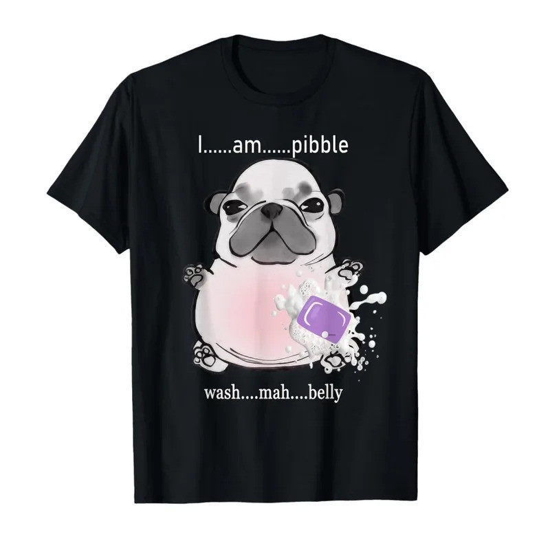ฉันคือพิบเบิล เสื้อยืดลายมีมสุนัขสุดฮา "My Belly Pibble" สำหรับผู้ชายและผู้หญิง ผลิตจากผ้าฝ้าย 100% 