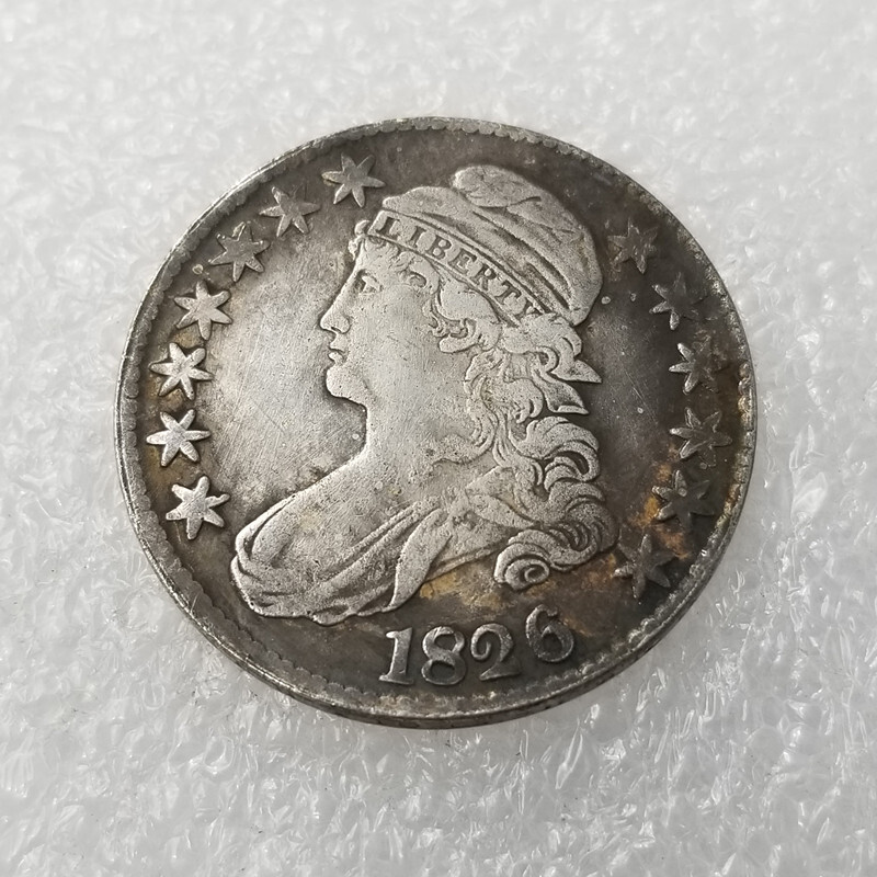 งานฝีมือโบราณ American 1826 50 Copper Silver Plated Silver Dollar Silver Round#34757.8