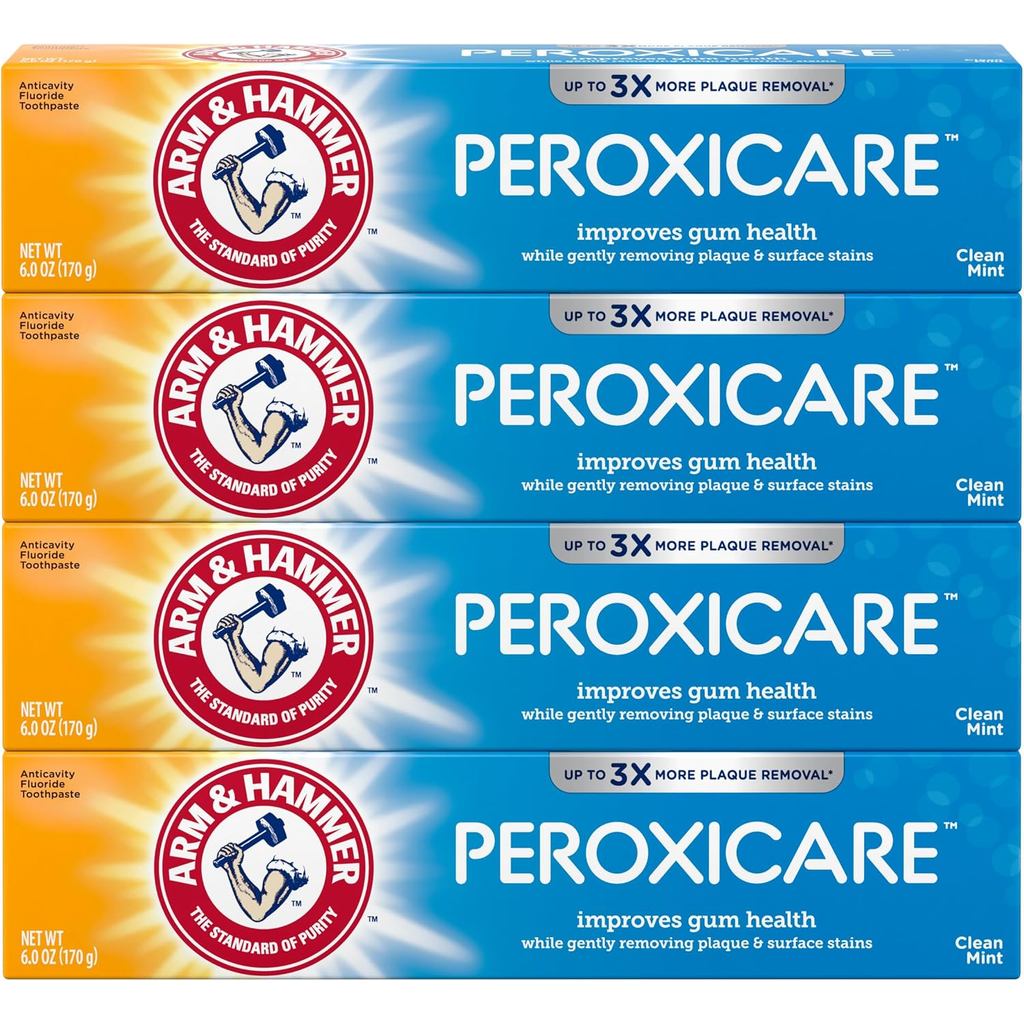 ใหม่ ARM&Hammer Peroxicare Taste for Gum Health, Baking Soda Taste, Clean Mint, 6.0oz (แพ็ค 4) T91B 