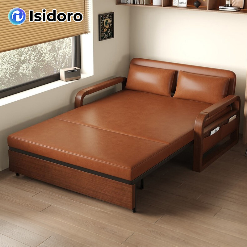 Isidoro โซฟาเบดหนัง โซฟาปรับนอน โซฟาเบด เบดนอนด้วยการจัดเก็บประกอบง่าย ได้ 3/3.5/4/5 ฟุต ด้วยการจัดเก็บ