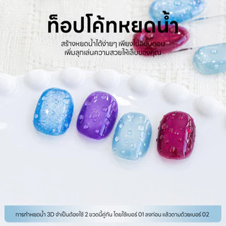 Rohwxy ท็อปโค้ทหยดน้ำ Water Drops Top Coat 01+02 ใช้เคลือบสีเจลหยดน้ำ ท็อปหยดน้ำ
