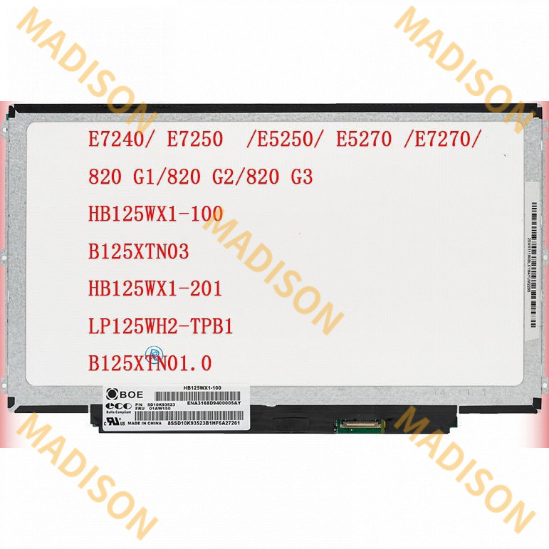 HB125WX1-100 b125xtn03 HB125WX1-201 b125xtn01.0 12.5*820 30 pin LED จอแสดงผล LCD สําหรับ Dell e7240 