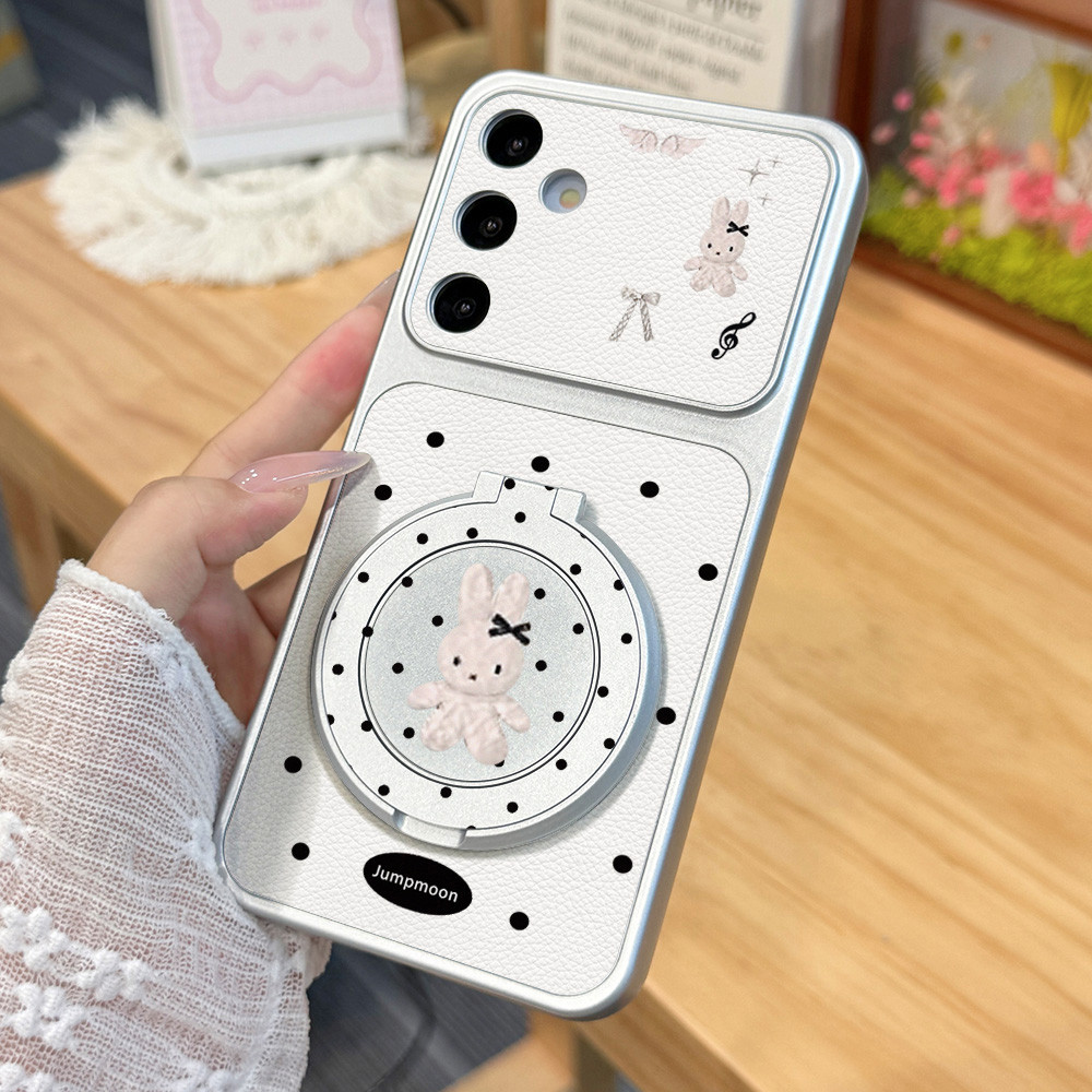 INS เคสไอโฟน for Samsung A07 A17 A56 A55 A54 A36 A16 A05S S23 S24 S25 Ultra S25 FE ลายจุดสุดเก๋ หรูหรา วัสดุหนังแกะผสม