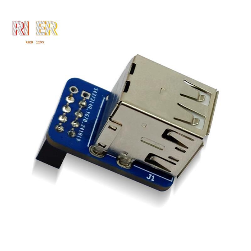 9Pin USB to USB 2.0 อะแดปเตอร์บอร์ดขยายเมนบอร์ด 9Pin ถึง 2 พอร์ตตัวแปลง USB USB2.0 9Pin to A Female 