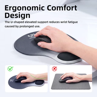 GOOJODOQ Mouse Pad การออกแบบส่วนที่เหลือข้อมือรูปตัว U Stable และไม่ลื่นฐาน PU วัสดุซิลิโคนอ่อนนุ่ม